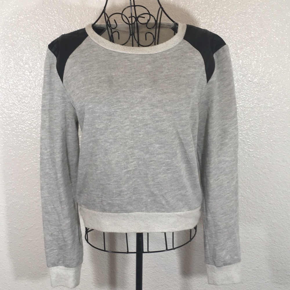 Leather Shoulder Sweatshirt